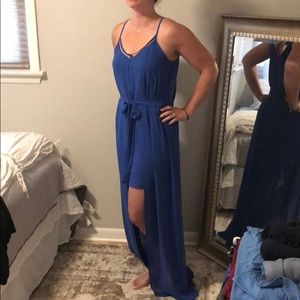 Royal blue high/low maxi dress
